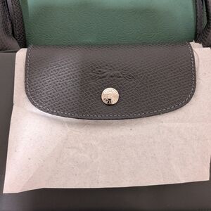 Longchamp Gray and Green Pouch with Silver Charm 19" Wide X 12" Length